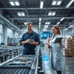 Proceso económico empresarial: flujo de producción, distribución y consumo