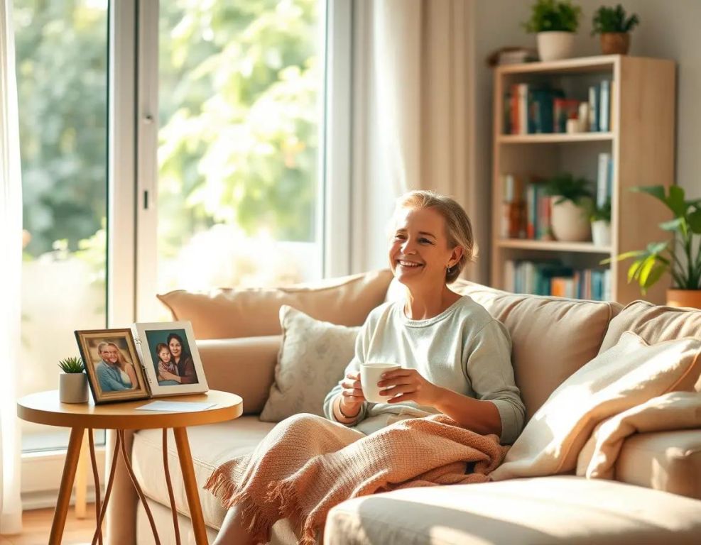 sala acogedora con luz suave sofa plantas libros y ambiente calido